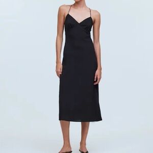 NWT Madewell Black The Layton Midi Slip Dress Size 2